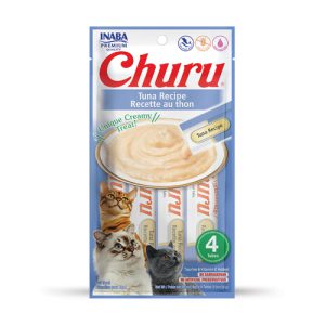 تشویقی گربه Inaba Churu با ماهی تن | بدون غلات - کم کالری، بافت کرمی، لیسیدنی | غنی شده با تائورین و ویتامین E Churu Churu Tuna Recipe | Creamy Treats