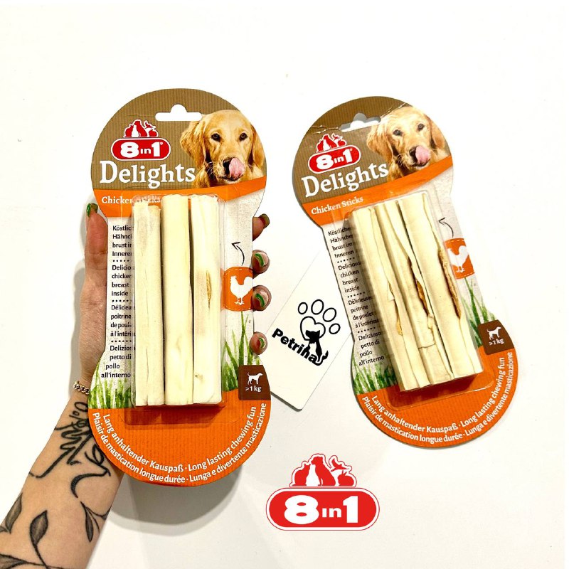 8in1 Delights chicken تشویقی دنتال سگ 8in1 Delights استیکی با طعم مرغ | 3 عدد | همه نژادها 8in1 Delights Chicken Sticks | Dental treats for Dogs