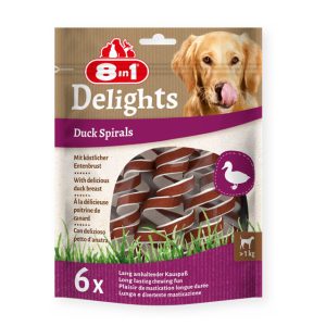 تشویقی دنتال سگ 8in1 Delights دورپیچ گوشت اردک| 6 تکه | مناسب همه نژادهای سگ 8in1 Delights Duck Spirals | Dental treats for Dogs