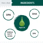 روغن امگا3 سگ وگان برند Chew + Heal (آمریکایی) | تقویت کننده پوست و مو | 237 میلی‌لیتر Vegan Single Ingredient EPA & DHA Omega-3 Algae Oil Skin & Coat Supplement for Dogs