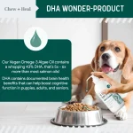 روغن امگا3 سگ وگان برند Chew + Heal (آمریکایی) | تقویت کننده پوست و مو | 237 میلی‌لیتر Vegan Single Ingredient EPA & DHA Omega-3 Algae Oil Skin & Coat Supplement for Dogs