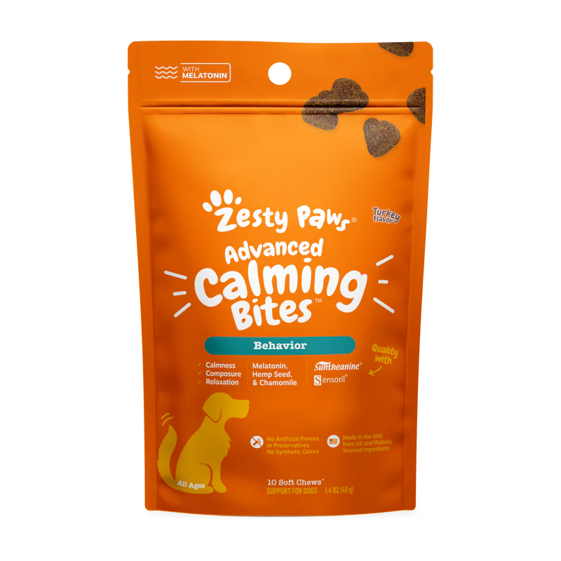 آرامش بخش سگ Zesty Paws Advanced Calming |بابونه، ریشه سنبل الطیب و ال-تریپتوفان - 10 عدد Zesty Paws Advanced Calming Bites for Dogs