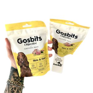 تشویقی سگ Gosbits Objective با گوشت بلدرچین، خرگوش و اردک | 150 گرم | تقویت پوست و مو Gosbits Objective Functional Snack Quail, Rabbit & Duck Skin & Hair