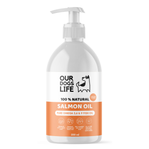 روغن سالمون سگ برند OurDogsLife |امگا 3، 6 و 9 - تقویت عملکرد مغز، قلب و سیستم ایمنی | 500 ml OurDogsLife Salmon Oil For Dogs