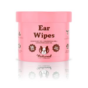 پد مرطوب تمیزکننده گوش سگ و گربه Natural Dog Company Ear Wipes | پاکسازی ملایم و مؤثر جرم و آلودگی گوش - 50 عدد