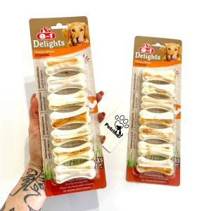تشویقی دنتال سگ  Delights 8in1 | نژاد کوچک (7 عدد) | طعم مرغ Delights 8in1 Tasties Chicken Bones Strong