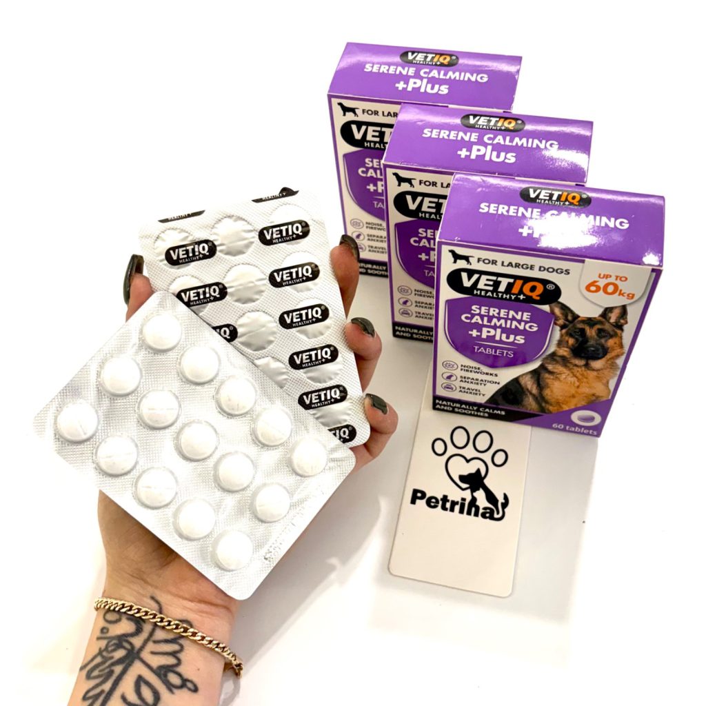 قرص آرامش‌ بخش و ضد استرس طبیعی سگ VetIQ Healthy (انگلیسی) | 60 عددی مناسب نژاد متوسط و بزرگ VetIQ Healthy+ Seren Calming +Plus Tablets | Naturally Calms & Soothes