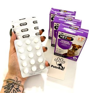 قرص آرامش بخش و ضد استرس طبیعی سگ و گربه VetIQ Healthy (انگلیسی) | 30 عددی VetIQ Healthy+ Seren Calming Tablets| Naturally Calms & Soothes
