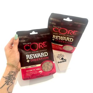 تشویقی سگ Wellness CORE Reward+ Digestion |سلامت گوارش و روده | پروتئین میگو کریل، کدو حلوایی و پری بیوتیک طبیعی | 170 گرم