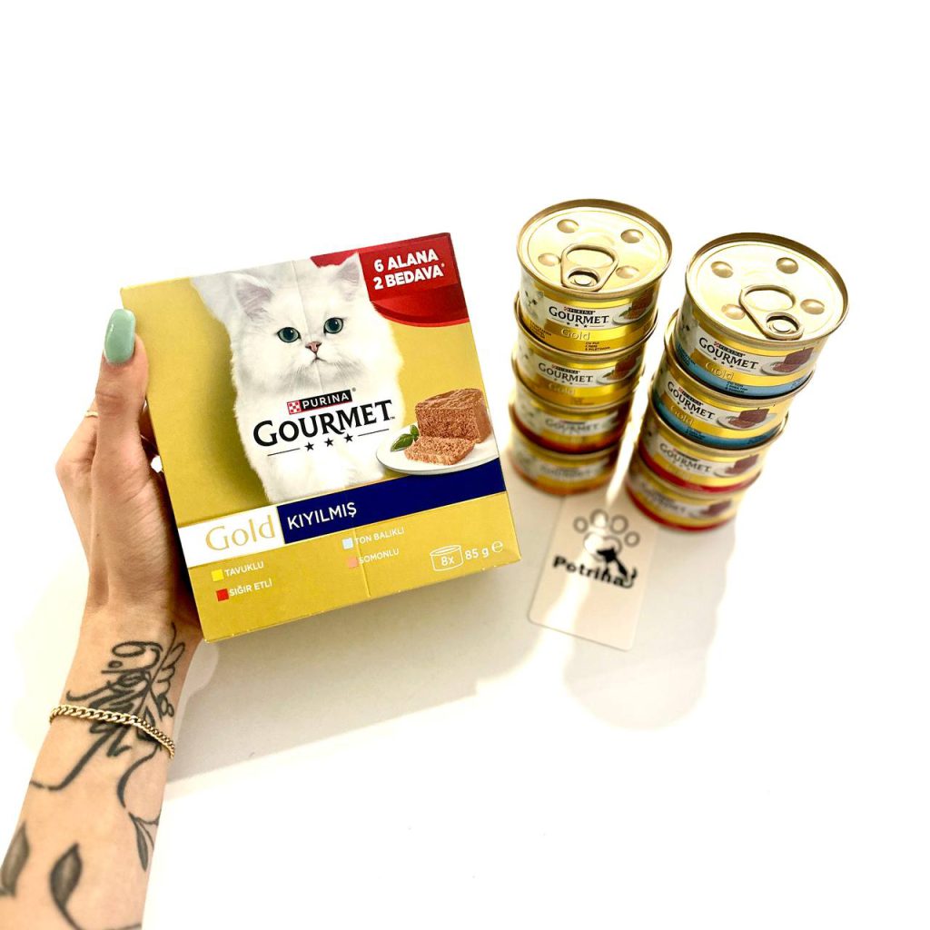 کنسرو گربه گورمت گلد GOURMET® Gold (آلمانی) | ماهی تن، سالمون، مرغ و بیف | بسته 8 عددی GOURMET® Gold Savoury Cake Wet Cat Food Package