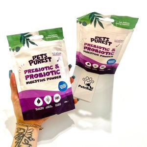 پودر پروبیوتیک و پری بیوتیک سگ و گربه Pets Purest | سلامت گوارش، 100% طبیعی | 100 گرم Pets Purest Prebiotic & Probiotic Digestive Powder – 100g