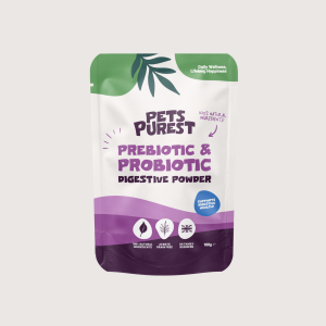 پودر پروبیوتیک و پری‌ بیوتیک سگ و گربه Pets Purest | سلامت گوارش، 100% طبیعی | 100 گرم Pets Purest Prebiotic & Probiotic Digestive Powder – 100g