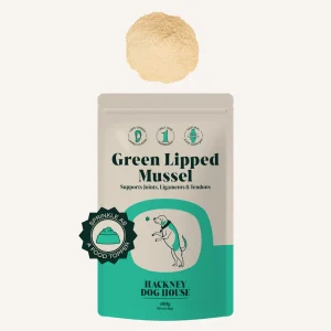پودر صدف لب سبز سگ Green Lipped Mussel برند Hackney Dog House | تاپر طبیعی برای سلامت مفاصل، رباط‌ ها و تاندون‌ های سگ | 100 گرم Hackney Dog House Green Lipped Mussel