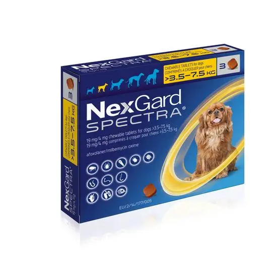 قرص ضد انگل، کک و کنه سگ نکس گارد اسپکترا NexGard Spectra | مناسب وزن 3.5 تا 7.5 کیلو
