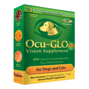 مکمل تخصصی چشم سگ و گربه Ocu-GLO PB مدل Powder Blend | فرموله شده دامپزشکان متخصص چشم | ورق 15 تایی (کپسول پودری) Ocu-GLO® Powder Blend for Dogs and Cats