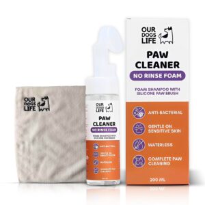فوم پاک‌ کننده پنجه سگ OurDogsLife Paw Cleaner | شامپوی بدون آب با برس سیلیکونی پنجه