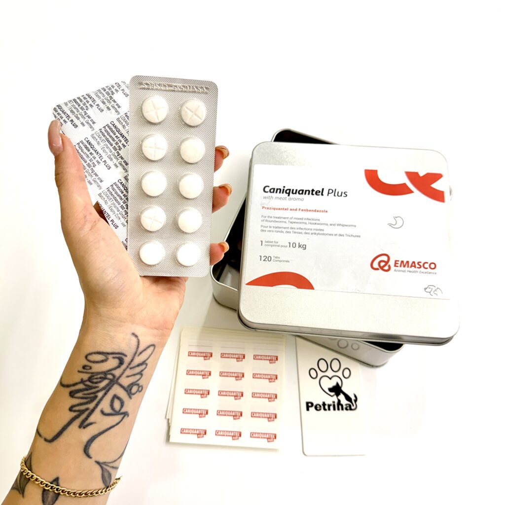 قرص ضد انگل سگ و گربه Caniquantel Plus برند EMASCO | درمان عفونت‌ و آلودگی کرم‌ های گوارشی | ورق 10 عددی EMASCO Caniquantel |  Anti parasitic for dogs and cats