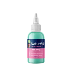 محلول شستشوی گوش سگ و گربه NaturVet Ear Wash | روغن درخت چای - 100% طبیعی | پاک‌ کننده جرم، آلودگی و بوی نامطبوع گوش | ۱۱۸ میلی‌ لیتر