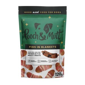 تشویقی سگ پروبیوتیکی Pooch & Mutt Pigs in Blankets با گوشت خوک| بدون غلات، حاوی پروبیوتیک و کلاژن  