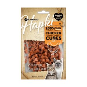 تشویقی گربه فلامینگو | مکعبی مرغ |  Flamingo Hapki Snacks Hapki Small blocks with chicken for Cats